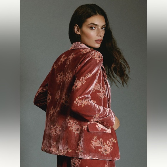 EUC Hutch Floral Burnout Velvet Blazer - Picture 2 of 7